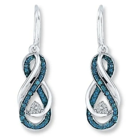 New Hand Carved Infinity Drop Earrings Set, T2B1J - Picture 1 of 1
